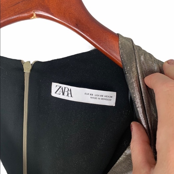 Zara Collection 19 Gold Balloon Sleeve Mini Dress XS - Picture 6 of 10